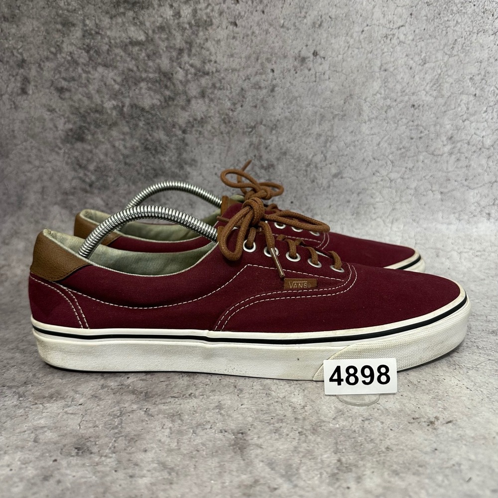 Vans Era 59 C&L Mens 11.5 Burgundy Skate Shoes Port Royale Acid Denim Sneakers